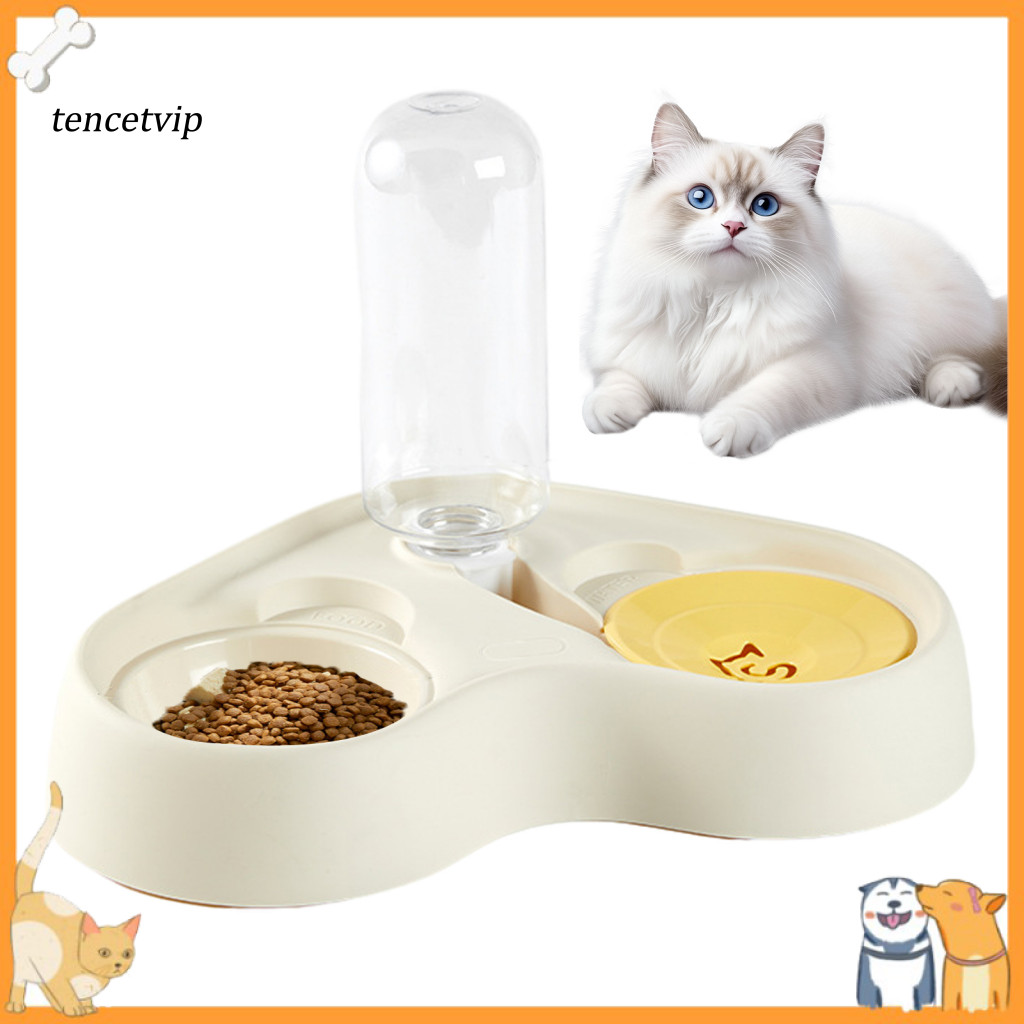 Vip สแตนเลสชามแมว Cat Feeder ชามสแตนเลสพร้อมเติมน้ําอัตโนมัติ Dual Zone Design – อาหารและน้ํา Combo 