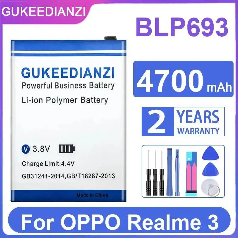 แบตเตอรี่โทรศัพท์มือถือ 4700mAh สําหรับ Oppo Realme 3 ประสิทธิภาพสูง BLP693