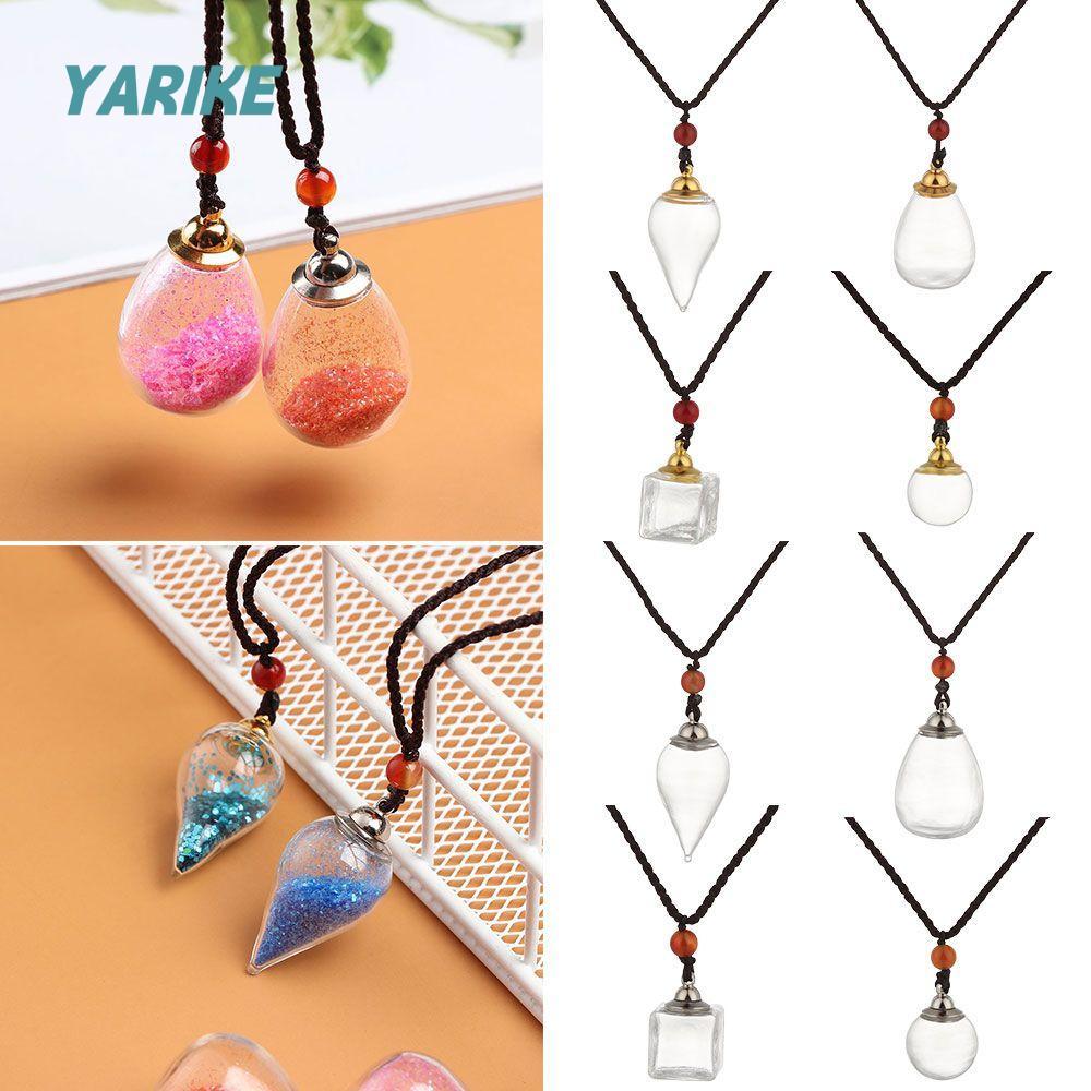 YARIKE สร้อยคอหยดน้ําสําหรับผู้หญิงผู้ชายทรงสี่เหลี่ยมกระจายน้ํามัน Vial