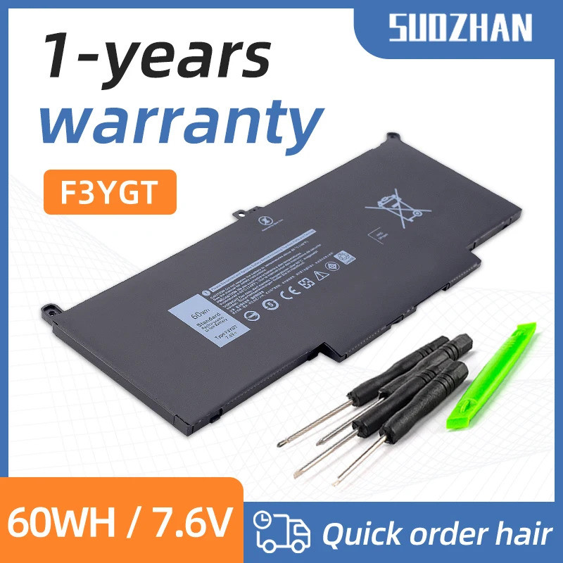 SUOZHAN F3YGT แบตเตอรี่แล็ปท็อปสําหรับ Dell Latitude 12 7000 E7280 E7290 E7380 E7390 E7480 E7490 F3Y