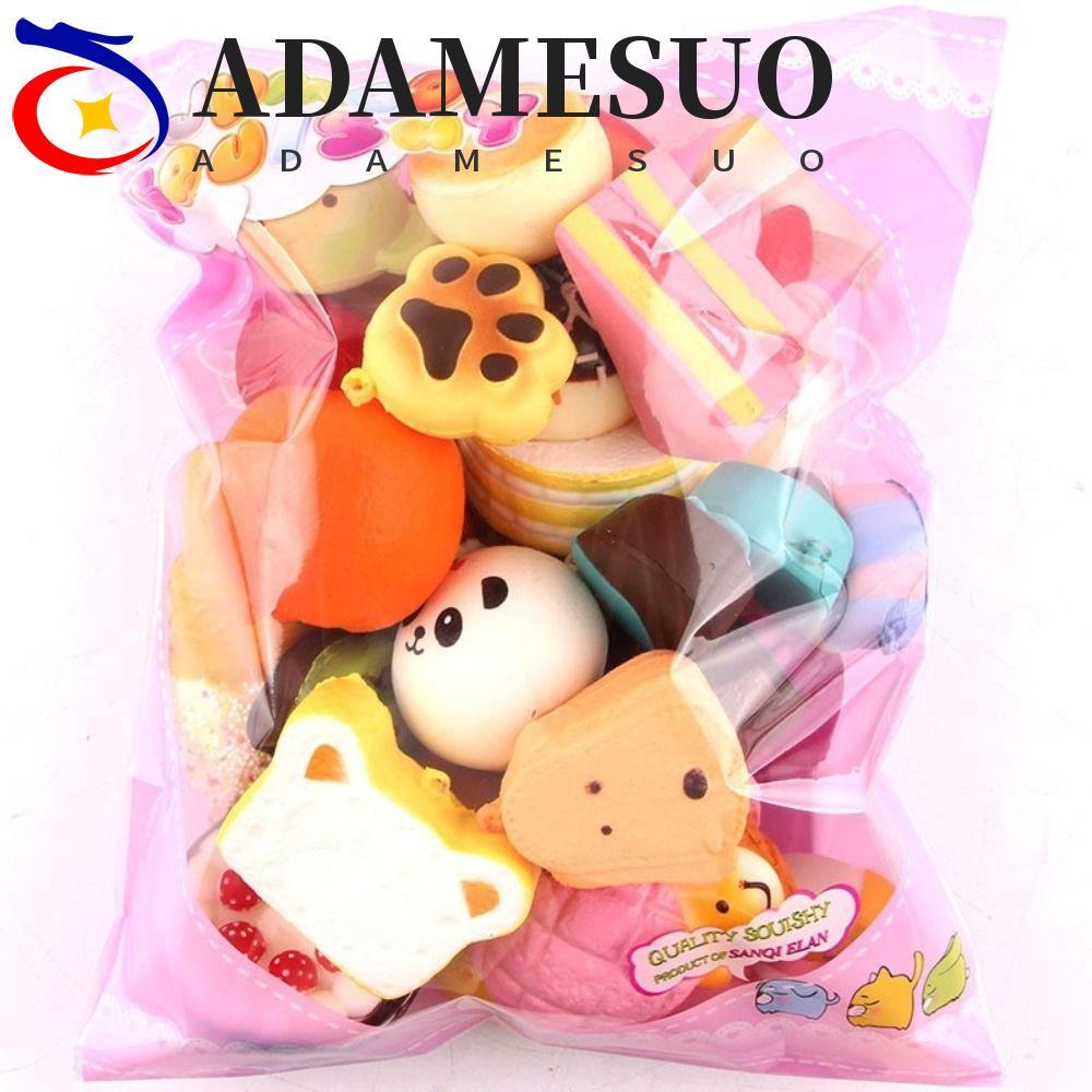 ADAMESUO Squishes ของเล่น,กล้วยขนมปังปิ้งพวงกุญแจน่ารักนุ่มขนมปังของเล่น,ของขวัญวันเกิดสายคล้องโทรศัพท์มือถือแกล้งเล่นอาหาร Kawaii บีบจี้เค้ก
