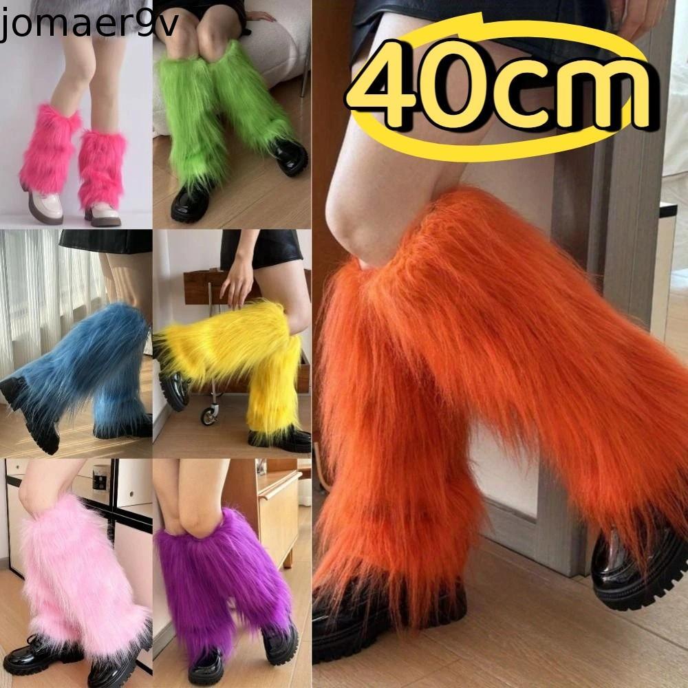 JOMAER Furry ขาอุ่น, Y2K 40 ซม.Lolita Boots Cover, Harajuku สไตล์ Kawaii Faux Fur สไตล์ญี่ปุ่นถุงเท้ายาวหลอด JK