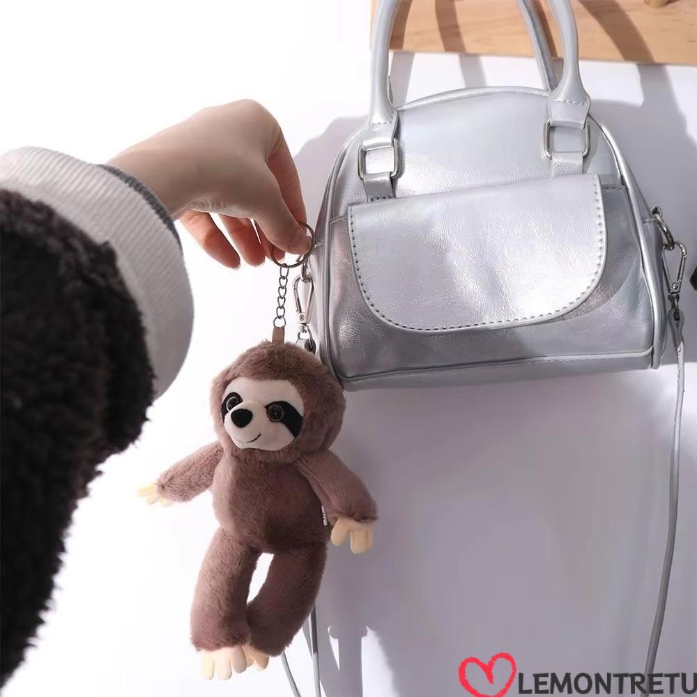 LEMONTREE Sloth จี้ขนาดเล็ก, จี้จําลองตุ๊กตาสัตว์ Sloth, พวงกุญแจนุ่ม Plush Sloth พวงกุญแจ