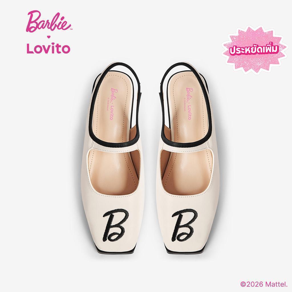 [Summer Sale] Barbie™ X Lovito รองเท้าบัลเล่ต์มินิมอลสําหรับผู้หญิง LB1AD011