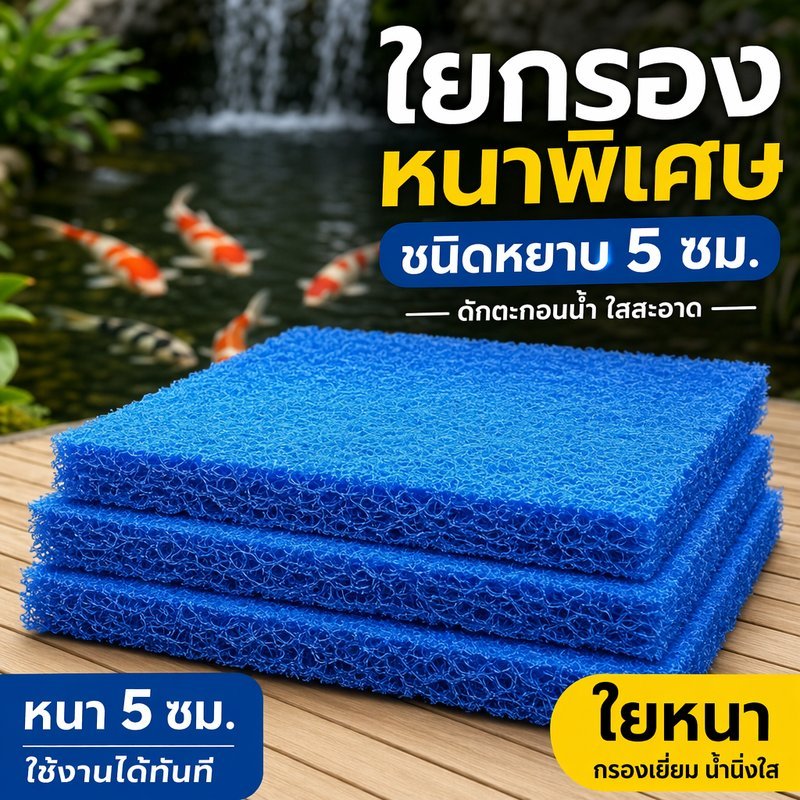 ใยกรอง Filter Mat ใยหยาบ หนา 5 สำหรับบ่อปลา ตู้ปลา ถังกรองน้ำ ดักตะกอน ซักล้างได้ ตัดได้