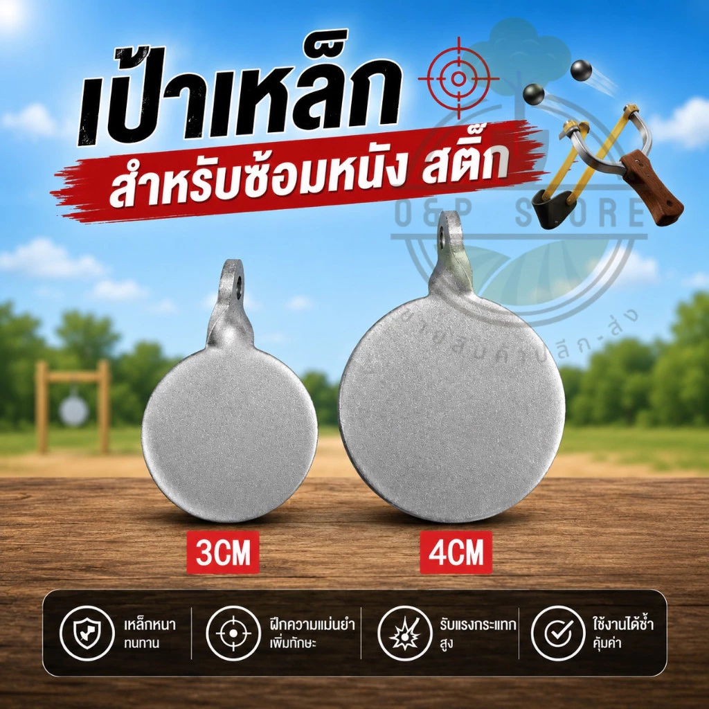 เป้าเหล็ก ซ้อมหนังสติ๊ก เหล็กหนา ทนทาน เกรดพรีเมี่ยม สำหรับฝึกซ้อมความแม่นยำ OmStore9