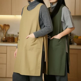 ผ้ากันเปื้อนกันน้ำ แบบสวมข้ามไหล่ กันคราบน้ำมัน มีช่องใส่ของ ผ้ากันเปื้อนทำครัว ร้านกาแฟ ร้านอาหาร