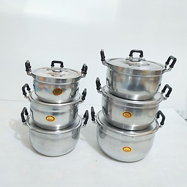 หม้ออลูมิเนียม หม้อแกง หม้อ 2 หู หม้อข้าวหม้อแกงหม้อ 2 หู อลูมิเนียม (ตราจระเข้) แท้ เบอร์ 16-18-20-22-24-26-28