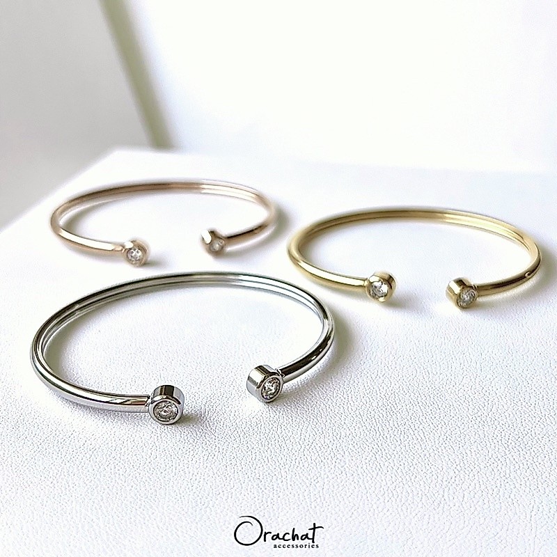 Orachat | Amber 14k bangle. (กำไลตัวเรือนสแตนเลส)