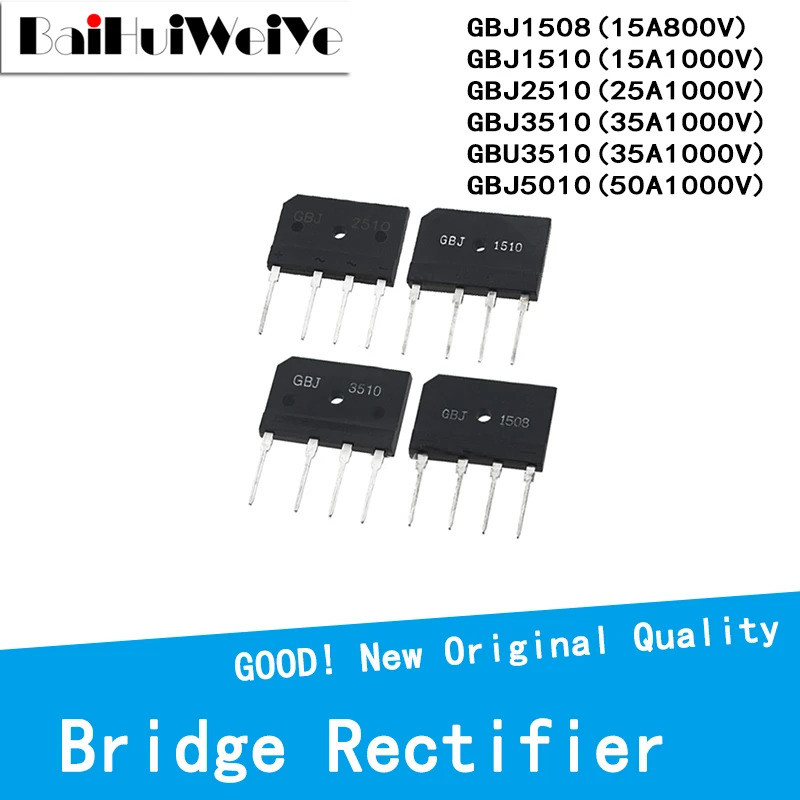 5PCS GBJ3510 GBJ1508 GBJ1510 GBJ2510 GBU3510 GBJ5010 สะพานวงจรเรียงกระแสแม่เหล็กไฟฟ้าเตาแบน