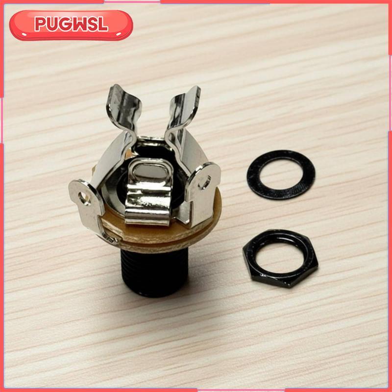 [pugwsl] Mono Jack Socket Double Locking Bass Output Jack Metal Audio Equipment Accessory
