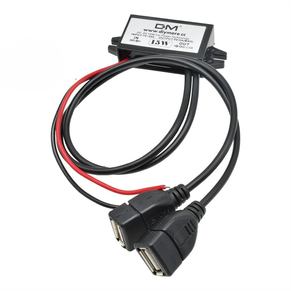 Pcbfun DC-DC 12V ถึง 5V 3A 15W Dual USB Output Power Adapter