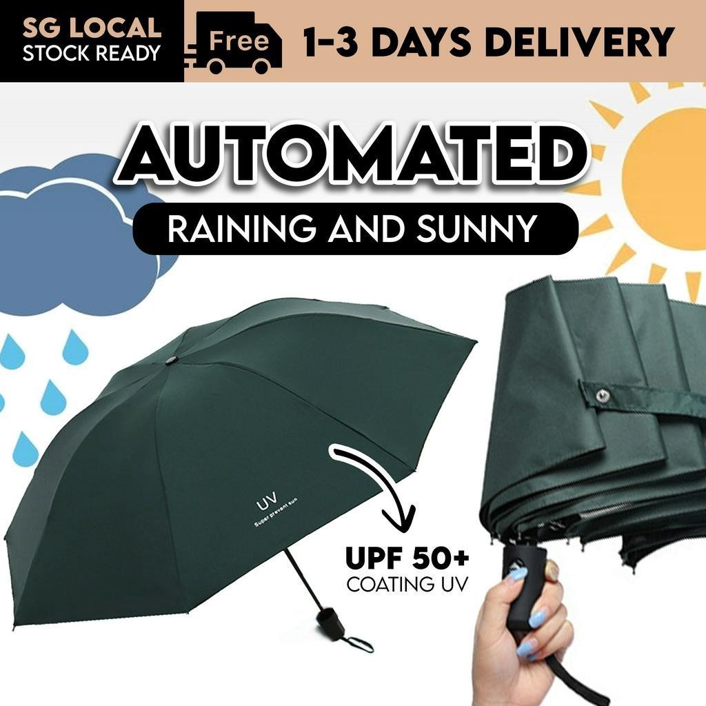 ร่มปุ่มอัตโนมัติ UV พับได้ One Hand Auto Open Close ร่มแบบพกพากันลมกันน้ํา Anti UV