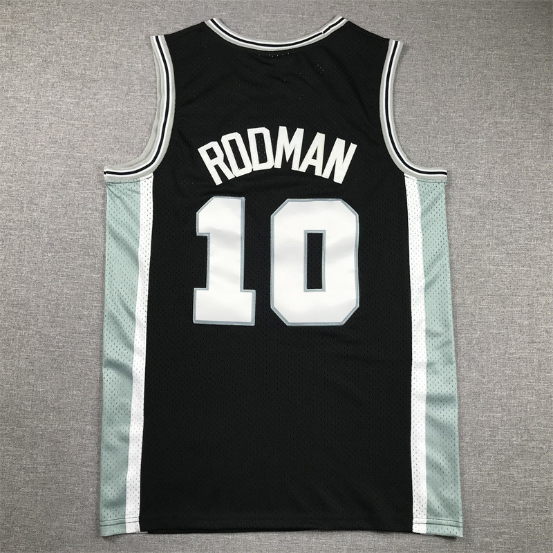 Jersey SPURS 10 Rodman ปักเสื้อบาสเก็ตบอลย้อนยุค SPURS Ro dman JERSEYS ผู้ชาย