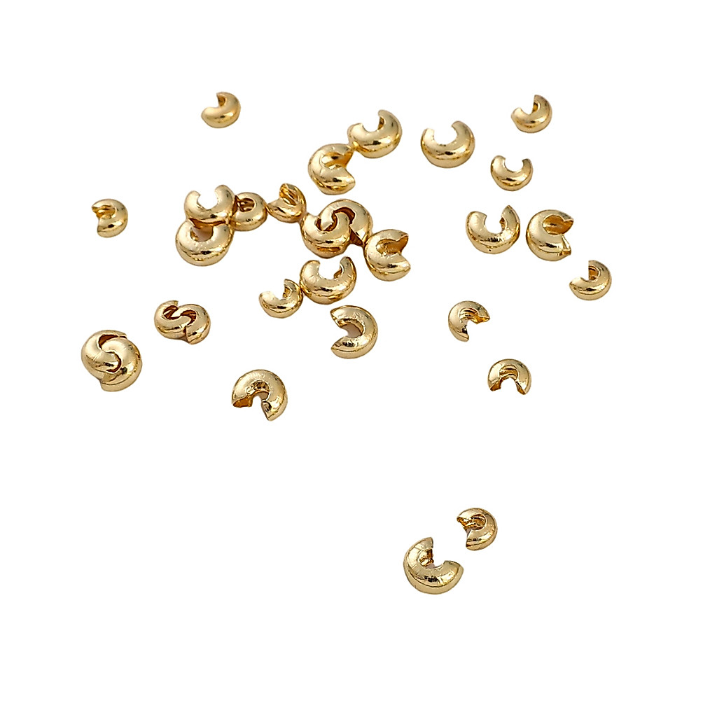 14k Gold/Platinum/Silver Plated เปิด Crimp ลูกปัดครอบคลุม Crimp End ลูกปัด Stopper อุปกรณ์สําหรับ DIY เครื่องประดับทําอุปกรณ์เสริม