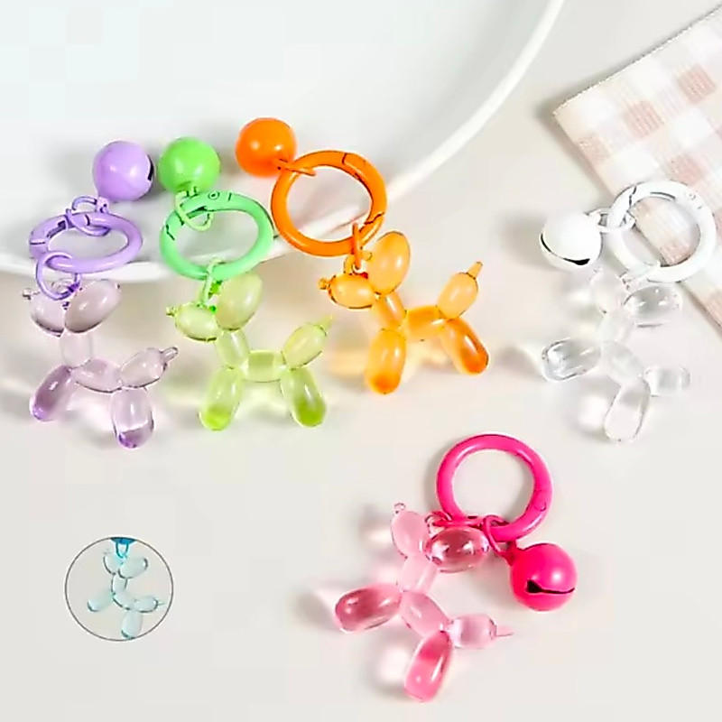 น่ารักการ์ตูนบอลลูนสุนัขพวงกุญแจ DIY สําหรับผู้หญิงสาว Y2K กระเป๋าจี้คู่พวงกุญแจรถเครื่องประดับของขวัญอุปกรณ์ตกแต่ง