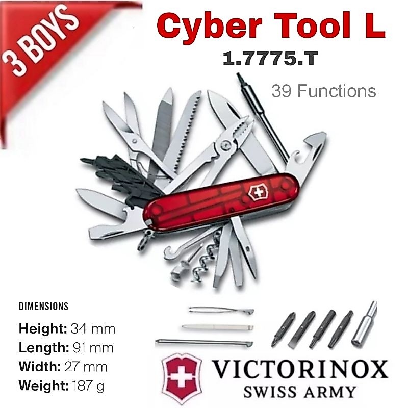 Victorinox รุ่น Cyber Tool L 39 function 1.7775.T ออกแบบมาเพื่อช่างเทคนิคที่ดีที่สุด พร้อมประแจสำหรับเปิด ซ่อม อุปกรณ์IT
