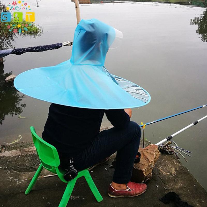 [S&T] หมวกร่มพับได้กลางแจ้ง Anti-Rain Anti-Sun Head-Mounted Headwear Sun Cap Camping Shade ร่มหมวกอุปกรณ์ตกปลา {th}