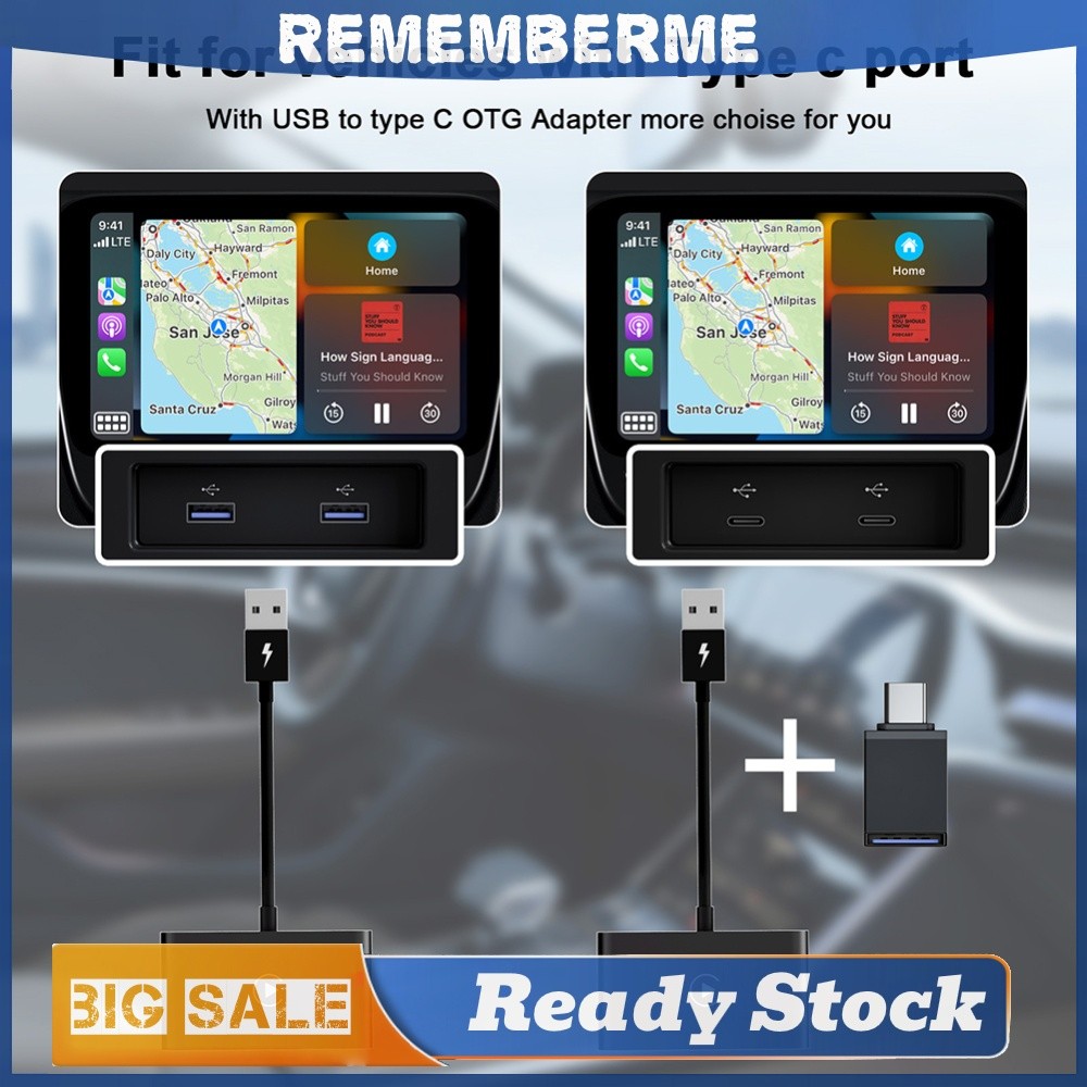 2-in-1 Wireless CarPlay & Android อะแดปเตอร์อัตโนมัติ Carplay AI กล่องเชื่อมต่ออัตโนมัติ Dongle สําห