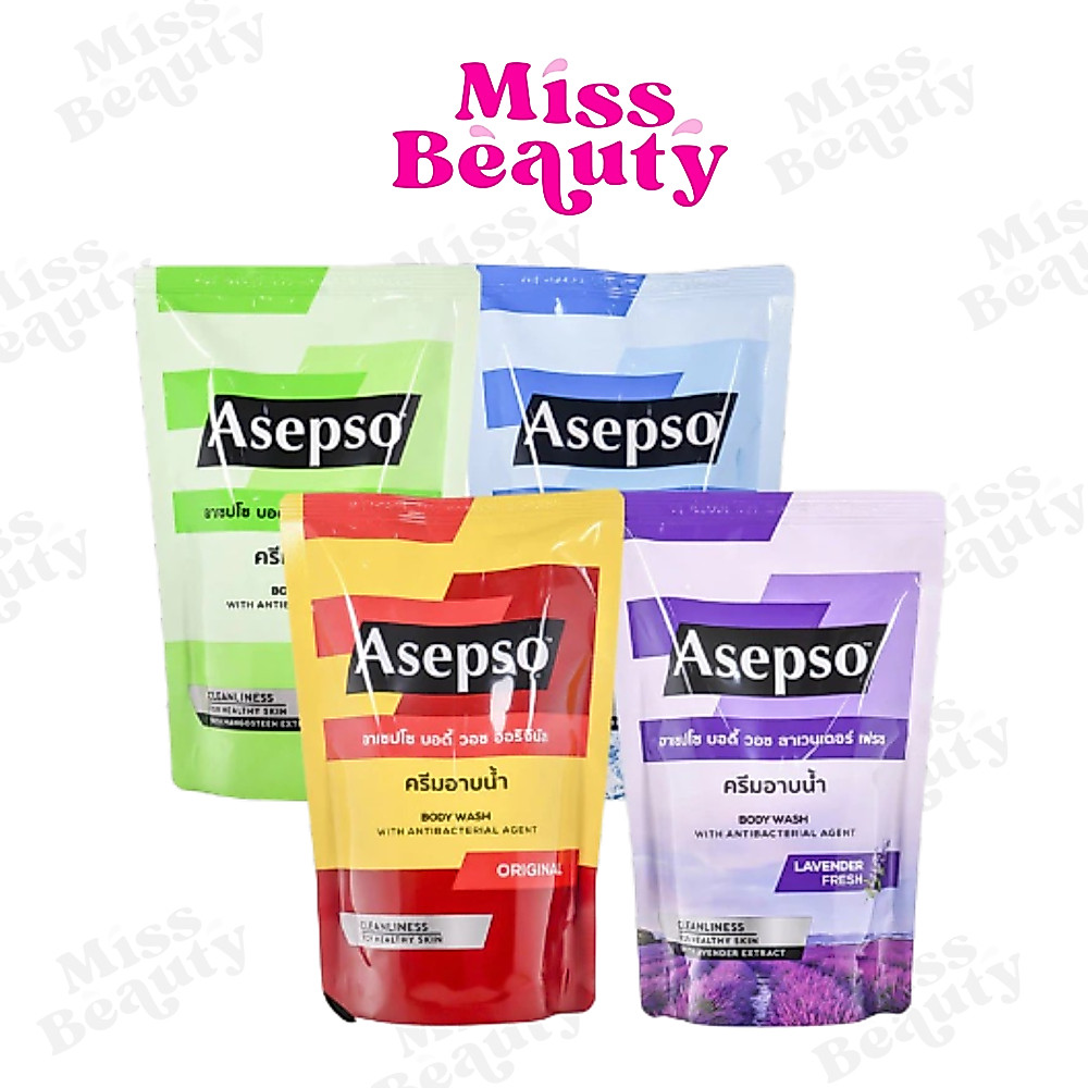 (ถุงรีฟิล) Asepso Body Wash อาเซปโซ บอดี้ วอช Original/Hygienic Fresh/Soothing Cool/Lavender Fresh 400 มล.
