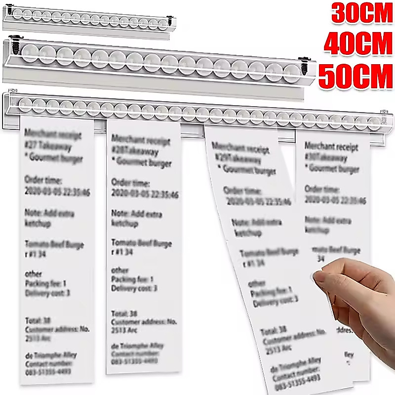 [COD] 50cm ที่เสียบบิล รางเสียบบิล ไม่ต้องเจาะรู ที่หนีบใบเสร็จใบออเดอร์ในครัว