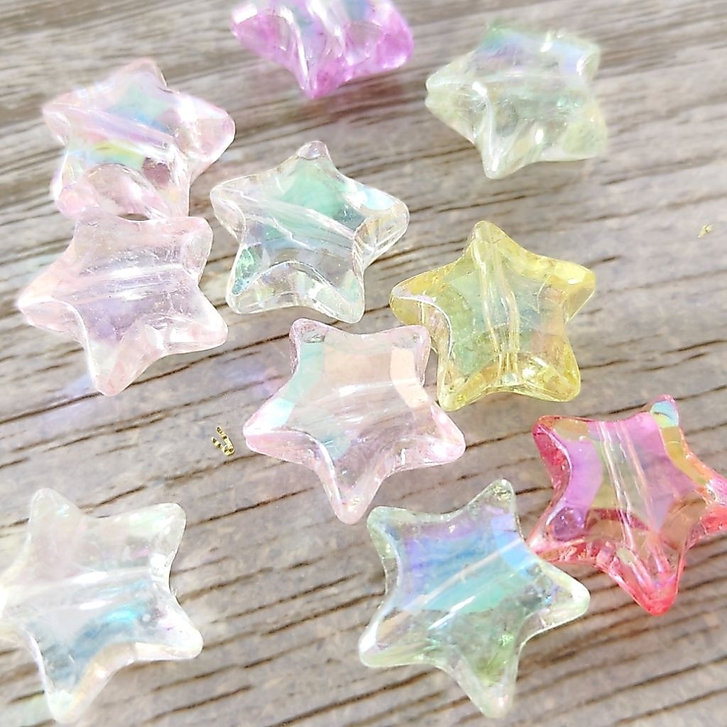 ลูกปัดดาว/หัวใจคริสตัล 10ชิ้น