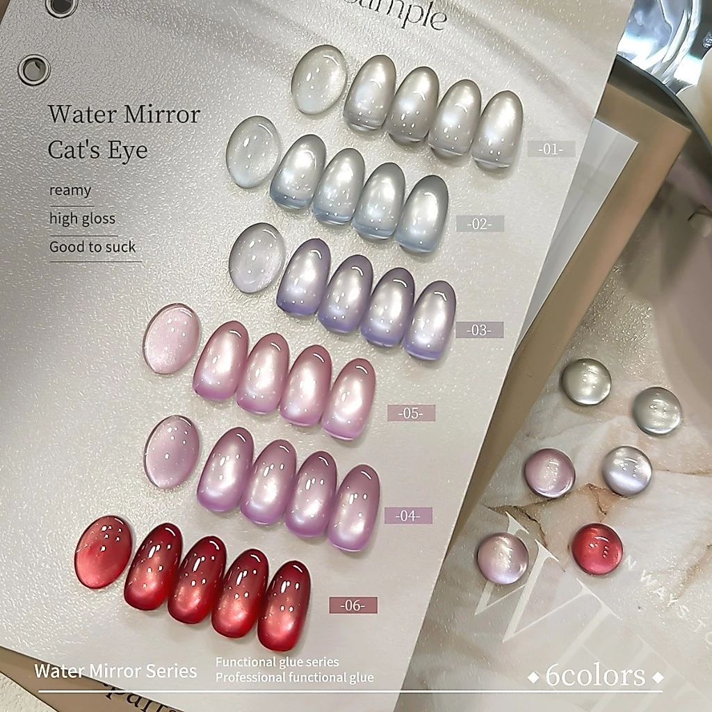 FRESCOBALDI 6ml สไตล์ใหม่ Red Cat Eye Gel ยาทาเล็บติดทนนาน Shining เหมาะสําหรับร้านทําเล็บ