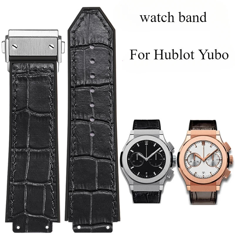 สําหรับ Hublot Yubo Big Bang หนังวัวแท้สายนาฬิกาชายคลาสสิก Fusion ซิลิโคน Sweetproof สายนาฬิกา 19x26