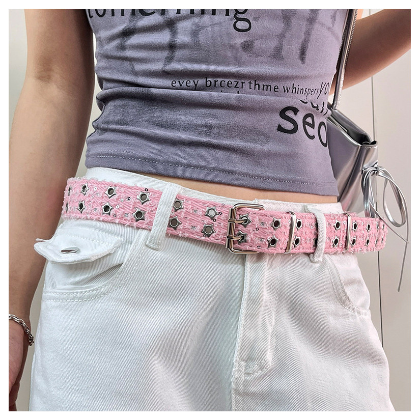 Hot Girl Pink Denim Belt y2k Retro Belt Punk Style Cool Belt P1027