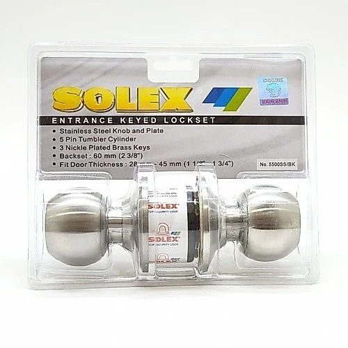 GlobalHouse SOLEX ลูกบิดห้องน้ำ สเตนเลส-304 รุ่น 5500 SS/BK สีสเตนเลส (แผง)