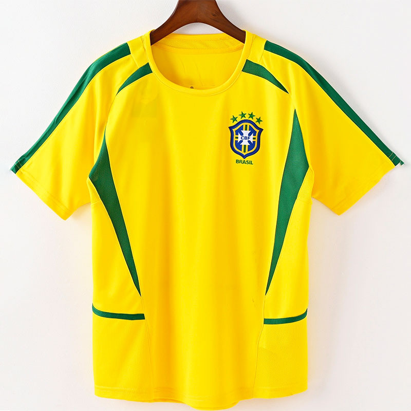Retro 2002 Brazil Home jersey เสื้อฟุตบอลทีมชาติเสื้อฟุตบอลย้อนยุค [Y]