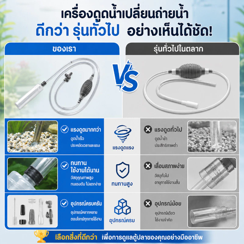 เครื่องถ่ายน้ำตู้ปลา เครื่องเปลี่ยนน้ำตู้ปลา กาลักน้ำ เปลี่ยนน้ำตู้ปลา ทำความสะอาดตู้ปลา แรงดูดดี ที่ดูดขี้ปลา ทำความ thumbnail 3