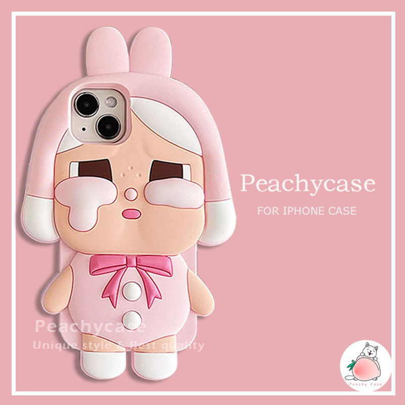 3D น่ารัก Bunny Crybaby สาวโทรศัพท์มือถือสําหรับ iPhone 17 16 15 14 13 Pro Max 12promax ซิลิโคนนุ่ม Drop ทนมือถือฝาหลัง