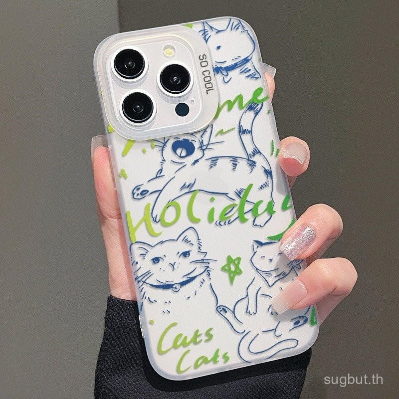 สนุกสาย Graffiti Cat เคสโทรศัพท์ใหม่เหมาะสําหรับ iPhone 13promax 14promax 15promax 16 15 14 13 12 11