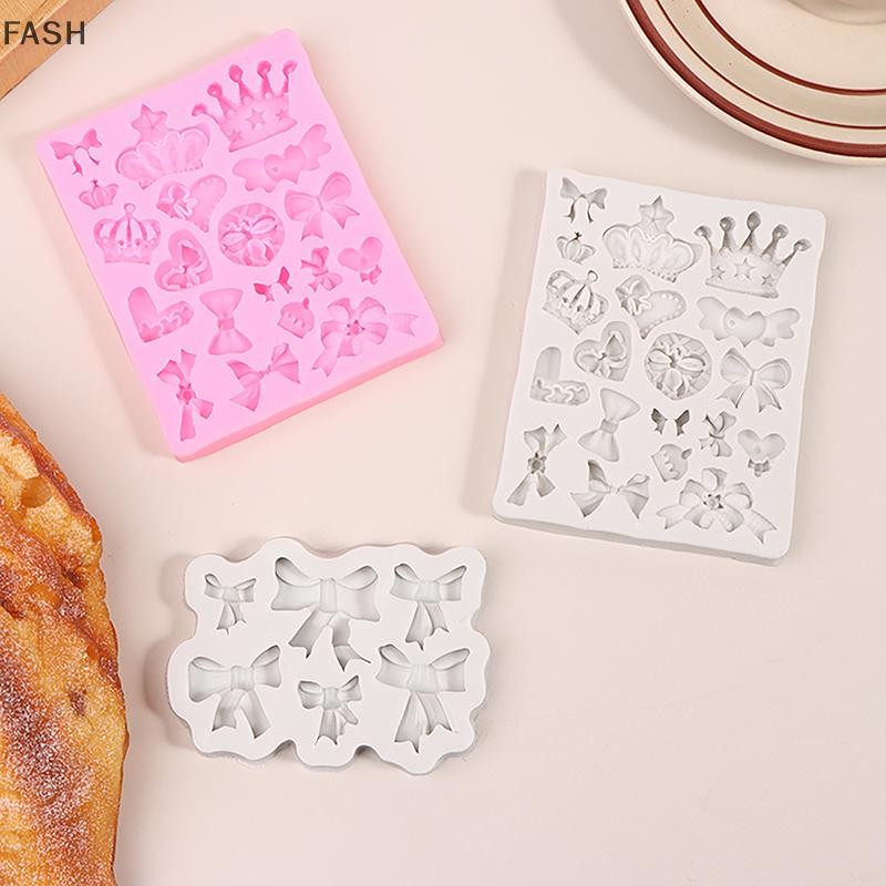FASH Crown Bowknot Shape 3D Fondant เค้กซิลิโคนแม่พิมพ์สําหรับ DIY Polymer Clay แม่พิมพ์ครัวช็อกโกแลต Pastry เค้กตกแต่งเครื่องมือ REXX