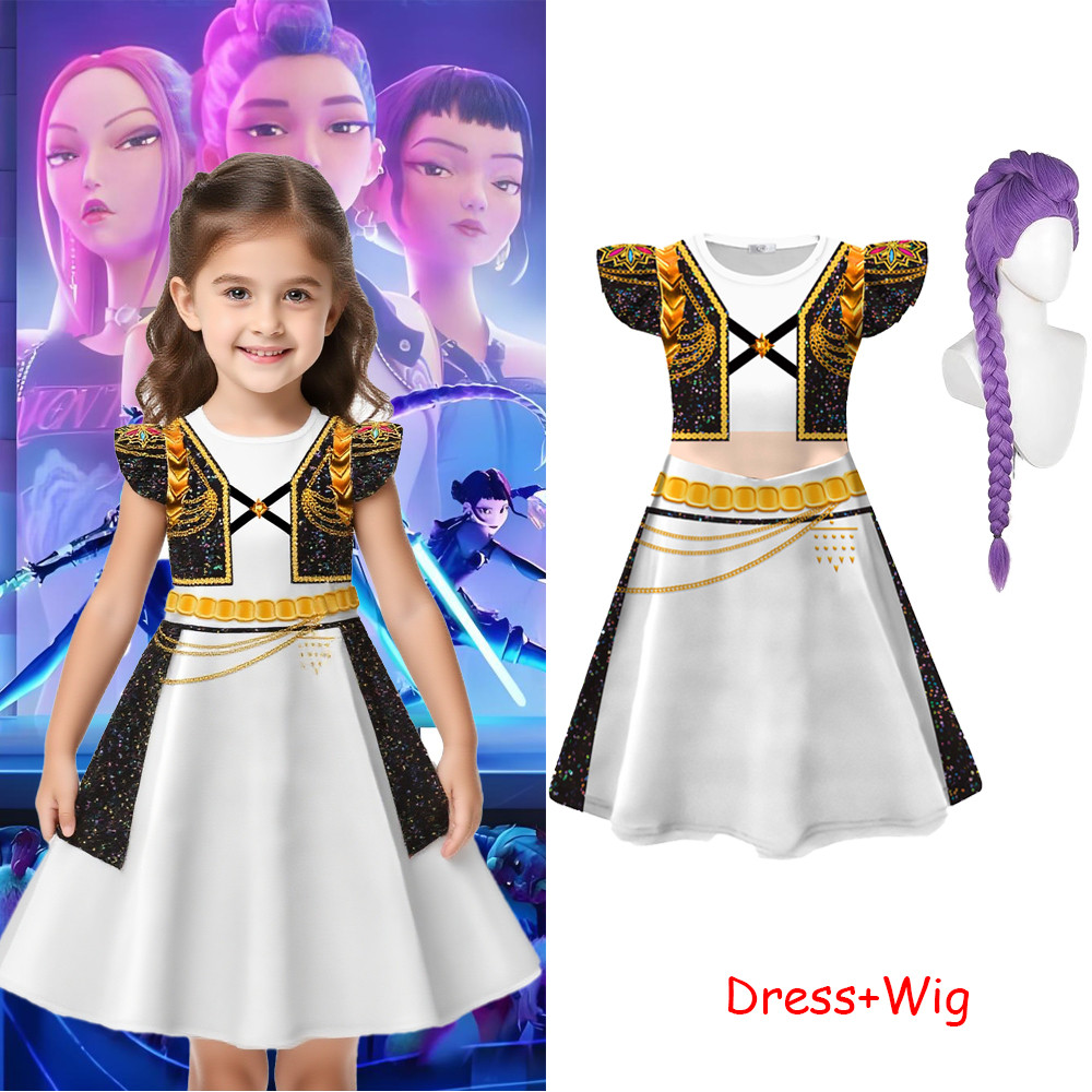 K‑Pop Demon Hunters Costume For Kids Girl Rumi Fantasy Stage Performance Dress Halloween Carnival Co