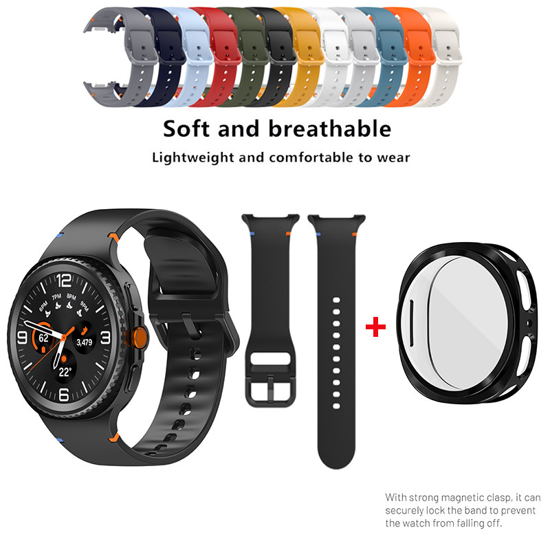 [เคสปกอ่อน+สายนาฬิกา] เหมาะสำหรับ Samsung Galaxy Watch 8 44mm 40mm Classic 46mm สายรัดสายรัดซิลิโคนสายรัด