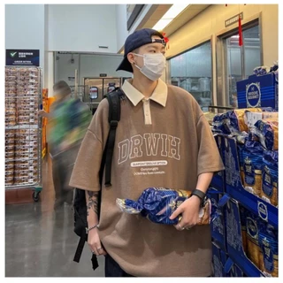 PROMAN เสื้อโปโลผ้าตารางวาฟเฟิล ทั้งชายหญิงใส่ได้ ลายพิมพ์ สไตล์เกาหลี ทรงโอเวอร์ไซส์ แต่งได้หลายลุค คอปก