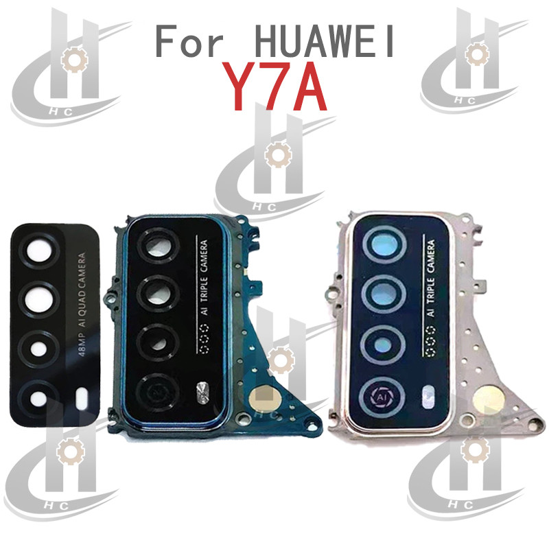 ฝาครอบเลนส์กระจกกล้องหลังสําหรับHuawei Y7A / Pสมาร์ท 2021 เลนส์กล้องด้านหลังพร้อมกรอบแหวนผู้ถือชิ้นส่วน