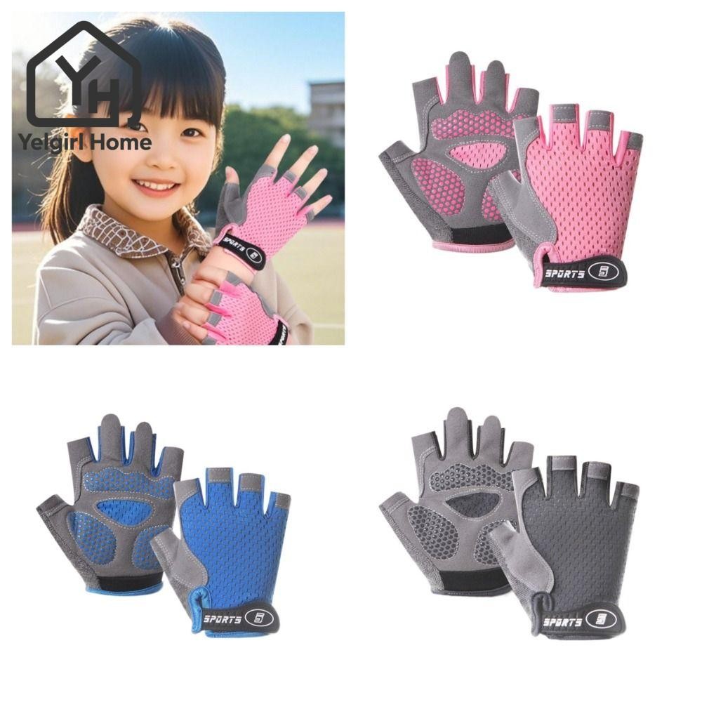 YELGIRLB ถุงมือจักรยานเด็ก - ครึ่งนิ้ว ระบายอากาศดี กันลื่น สำหรับกิจกรรมกลางแจ้งและกีฬา (แบบแฟชั่น, ทนทาน)