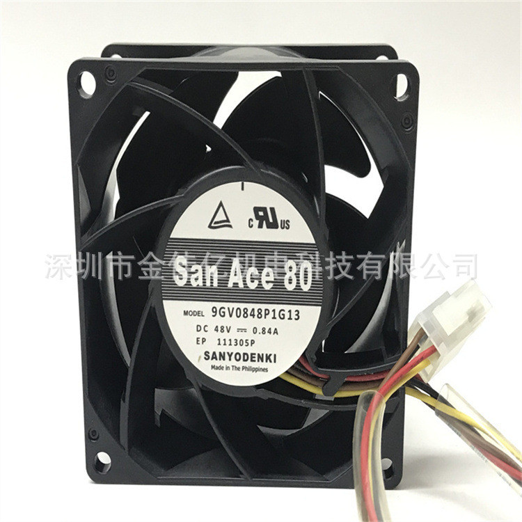 9GV0848P1G13 P1G03 Sanyo 8038 48V 0.84A 4 สาย Denvers อินเวอร์เตอร์พัดลมระบายความร้อน