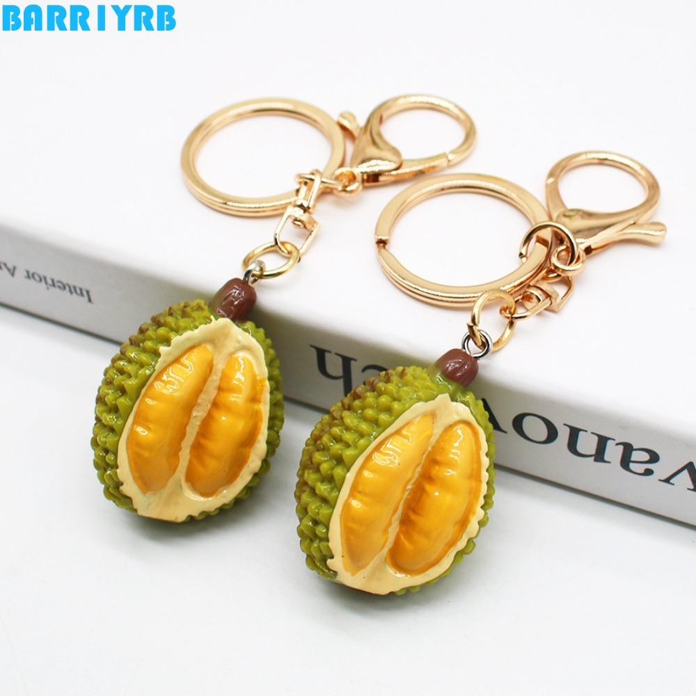 BARR1YRB จําลองพวงกุญแจทุเรียน,ทุเรียนรุ่นผลไม้ประดิษฐ์ Creative Durian พวงกุญแจ,Wacky เรซิ่น Trinket กระเป๋าอุปกรณ์เสริมเลียนแบบทุเรียน Key Chain กระเป๋าโทรศัพท์มือถือ