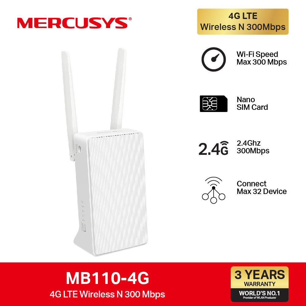 Mercusys MB110-4G N300 Wireless N 4G 300 Mbps LTE Router