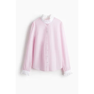 H&M(เอชแอนด์เอ็ม) เสื้อเบลาส์แขนระบายคอปก ผู้หญิง 1295517_1