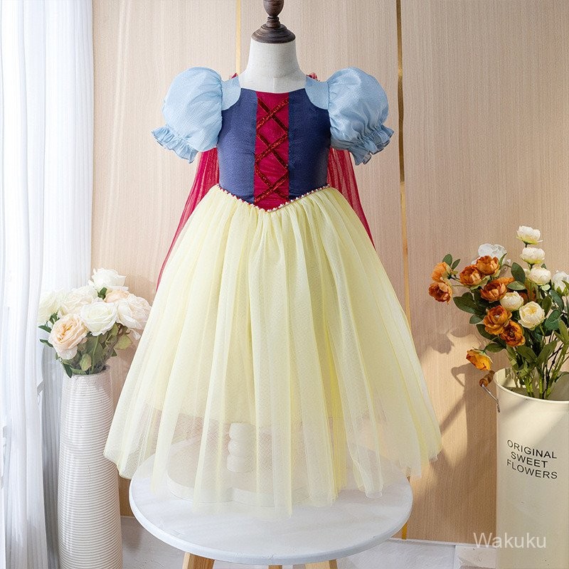 Frozen Elsa Princess Dress Puffy Mesh Girl Dress Elsa Cape Gown Girl Dress