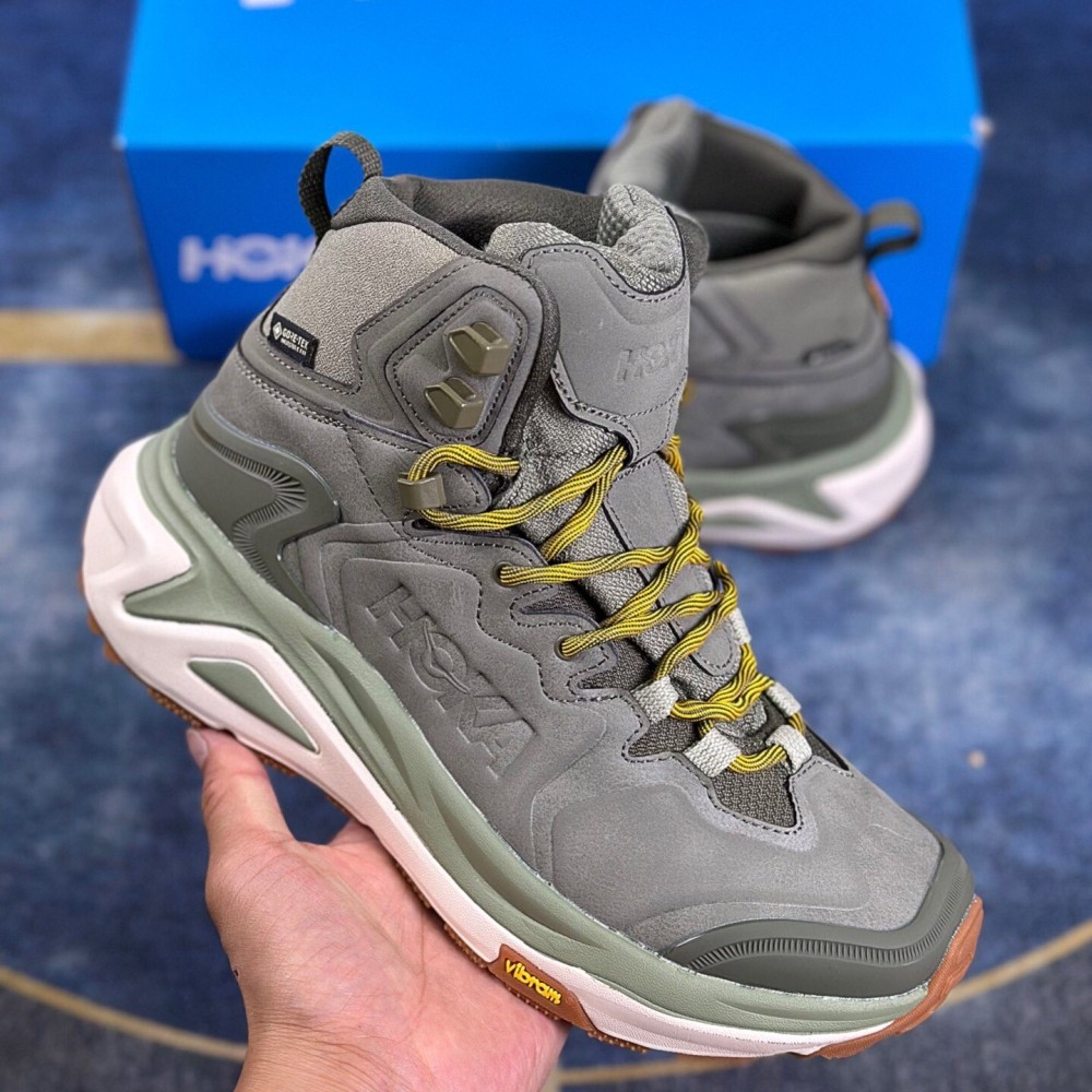 HOKA KAHA 3 HIGH GTX รองเท้าเดินป่ากันน้ําสําหรับผู้ชายรองเท้าผ้าใบรองเท้าเดินป่ากลางแจ้งคุณภาพสูงสีดําสีเขียว 5BJH
