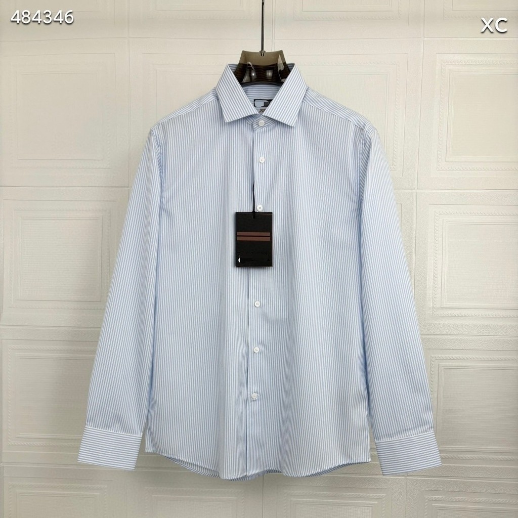 WTBA Zegna Blue Striped Shirt2025New Men's Comfortable Breathable Long Sleeve Casual Versatile Busin