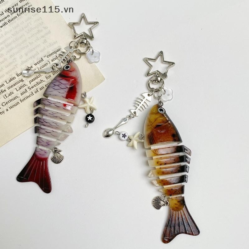 SSVN Handmade Retro จําลองปลาจี้พวงกุญแจน่ารักกระเป๋าตกแต่ง Charm Y2K เครื่องประดับ