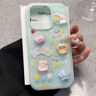 สําหรับ IPhone 16 E 15 14 plus 13 12 11 Pro Max X XR XS Max 7 8 Plus ที่น่าสนใจและน่ารัก 3D การ์ตูนเยลลี่ 2-in-1 เคสโทรศัพท์ปกอ่อน