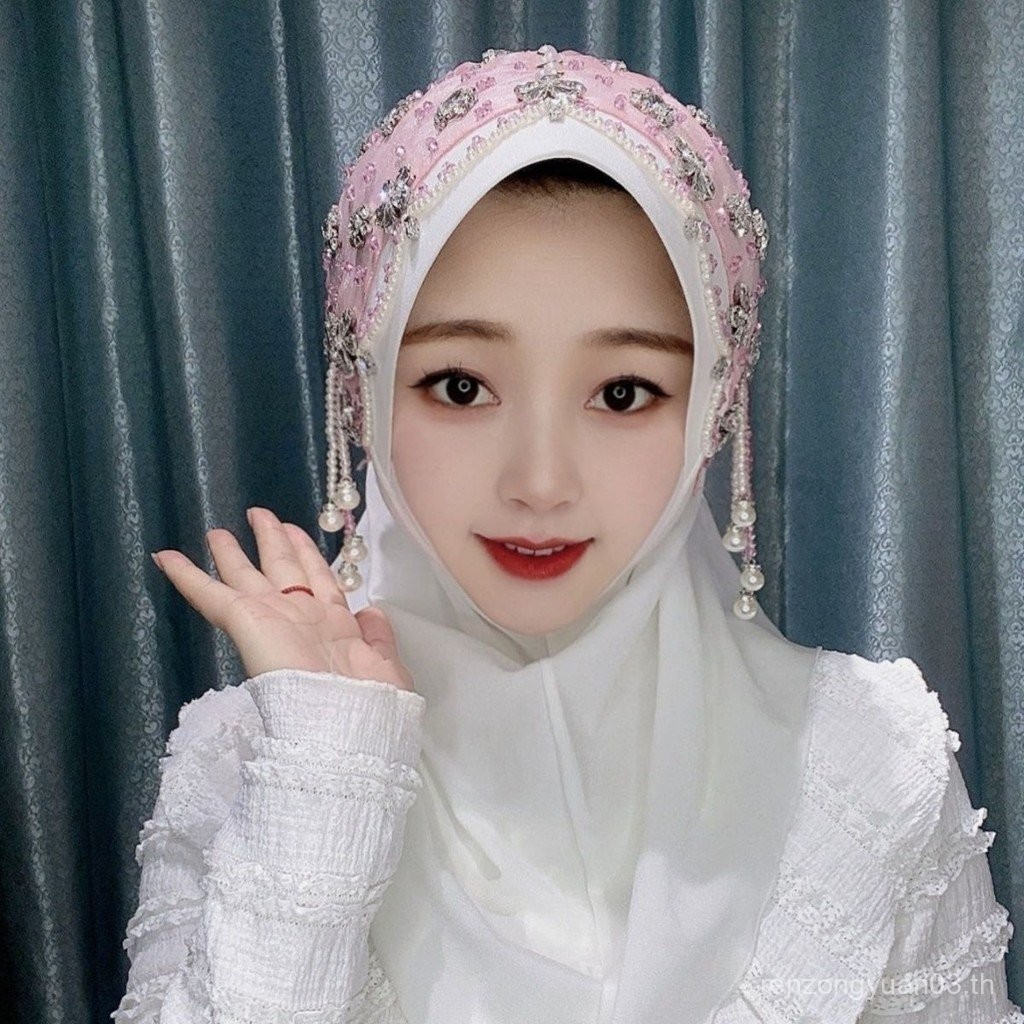 ผ้าคลุมศีรษะชาติพันธุ์ ฮิญาบ ดาว Taoshasha ปีกแข็ง ปิดหู กันแดด ริบบิ้นกลิตเตอร์ ผ้าคลุมศีรษะเย็บมือ